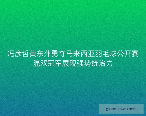 冯彦哲黄东萍勇夺马来西亚羽毛球公开赛混双冠军展现强势统治力